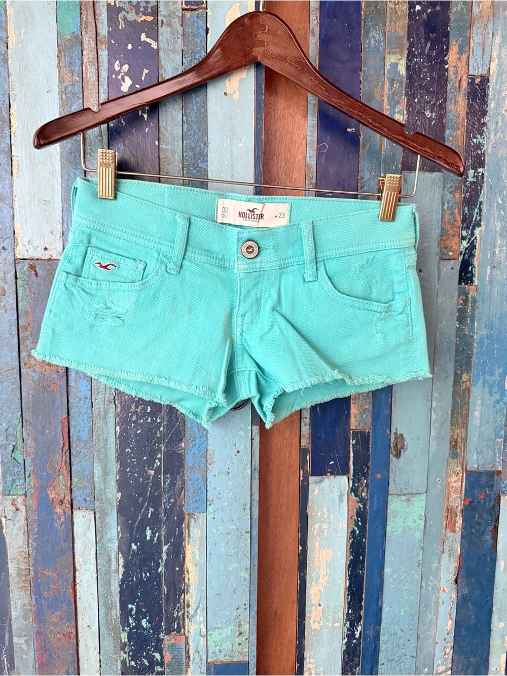 Hollister Turquoise Denim Cutoff Shorts